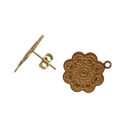 Ohrstecker Mandala mit Öse Edelstahl goldf. 15mm Ø 1 Paar