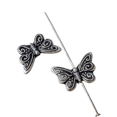 Schmetterlings Perle Metall 12.5x9mm 2 Stk.