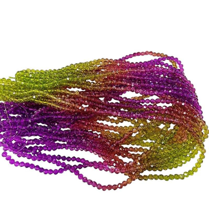 Facettierte, mehrfarbige Glasperlen grün violett  4mm 1 Strang