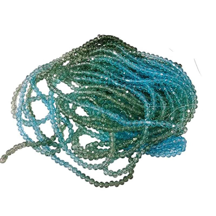 Facettierte, mehrfarbige Glasperlen grün aqua 4mm 1 Strang