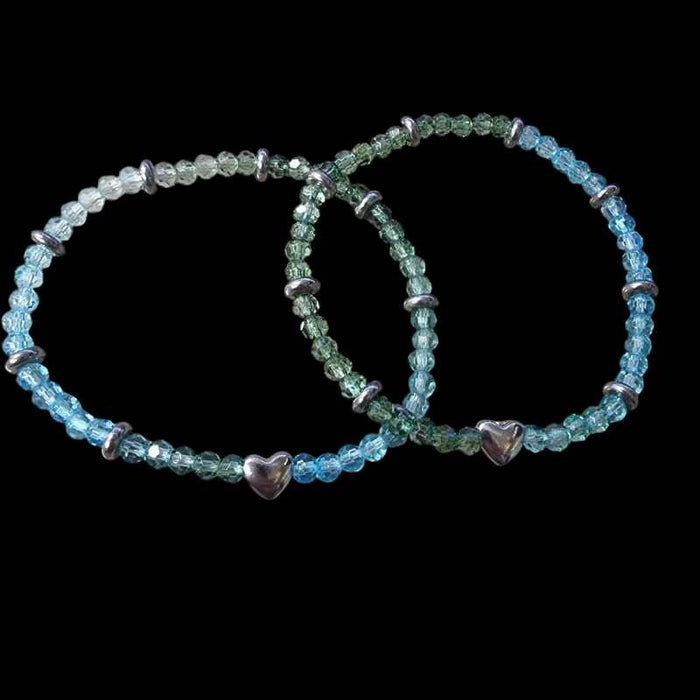 Facettierte, mehrfarbige Glasperlen grün aqua 4mm 1 Strang – Bild 3