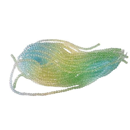 Facettierte, mehrfarbige Glasperlen grün gelb blau 4mm 1 Strang