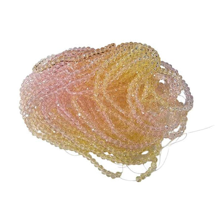 Facettierte, mehrfarbige Glasperlen rosa gelb 4mm 1 Strang