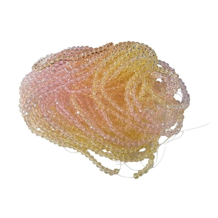 Facettierte, mehrfarbige Glasperlen rosa gelb 4mm 1 Strang