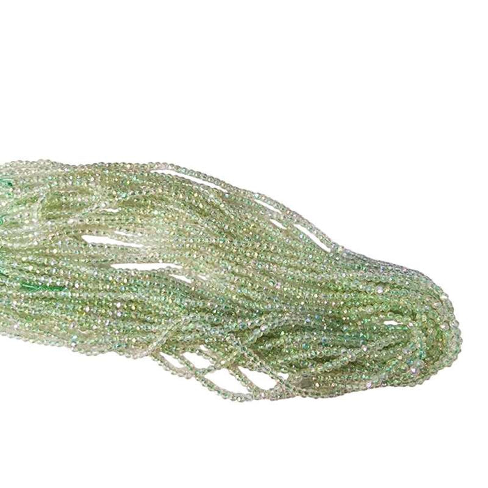 Glas rund Facettiert grün irisirend 3mm 1 Strang