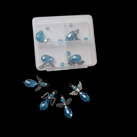 Funkel Schutz Engel Set für 4 Engel blau