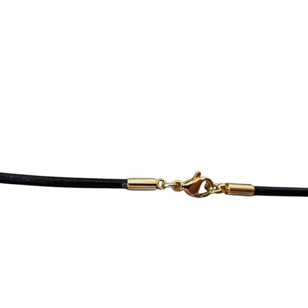 Leder-Kette  Edelstahl Verschluss golden 2mm 46.5cm 1 Stk – Bild 2
