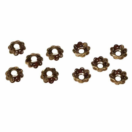 Perlenkappe Blümchen Edelstahl vergoldet 7mm 10 Stk.