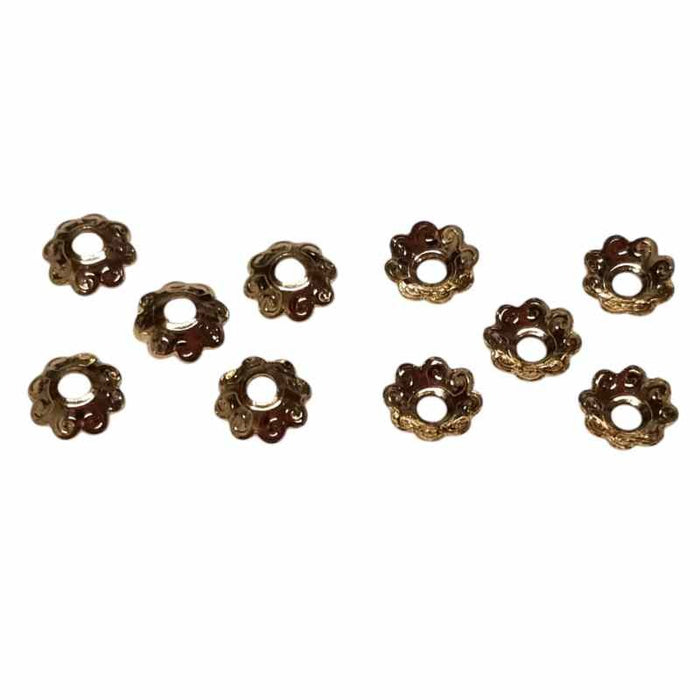 Perlenkappe Blümchen Edelstahl vergoldet 7mm 10 Stk.