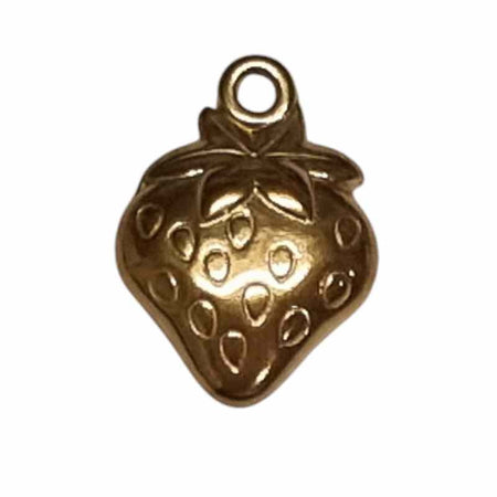 Anhänger Erdbeere Edelstahl vergoldet 15x11x4mm