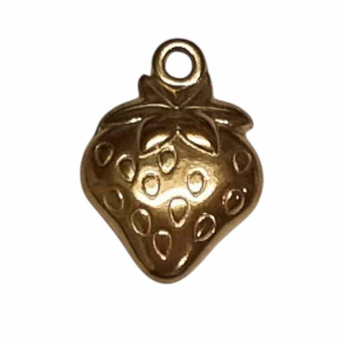 Anhänger Erdbeere Edelstahl vergoldet 15x11x4mm