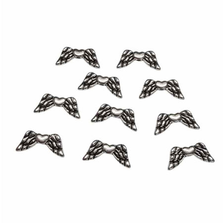 Engelflügel mit Herz 2 Metall 22x9mm 10Stk.