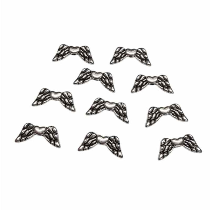 Engelflügel mit Herz 2 Metall 22x9mm 10Stk.