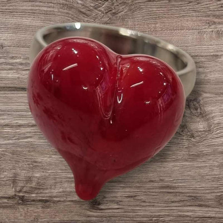 Ringtop Glas 21mm Herz Rot