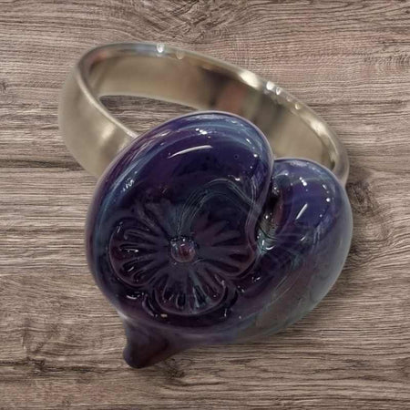 Ring Top Glas Herz mit Blumenstempel 21mm – Bild 2