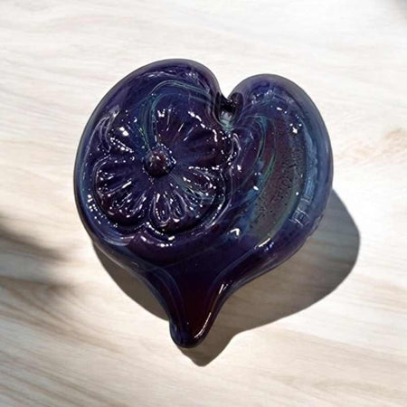 Ring Top Glas Herz mit Blumenstempel 21mm