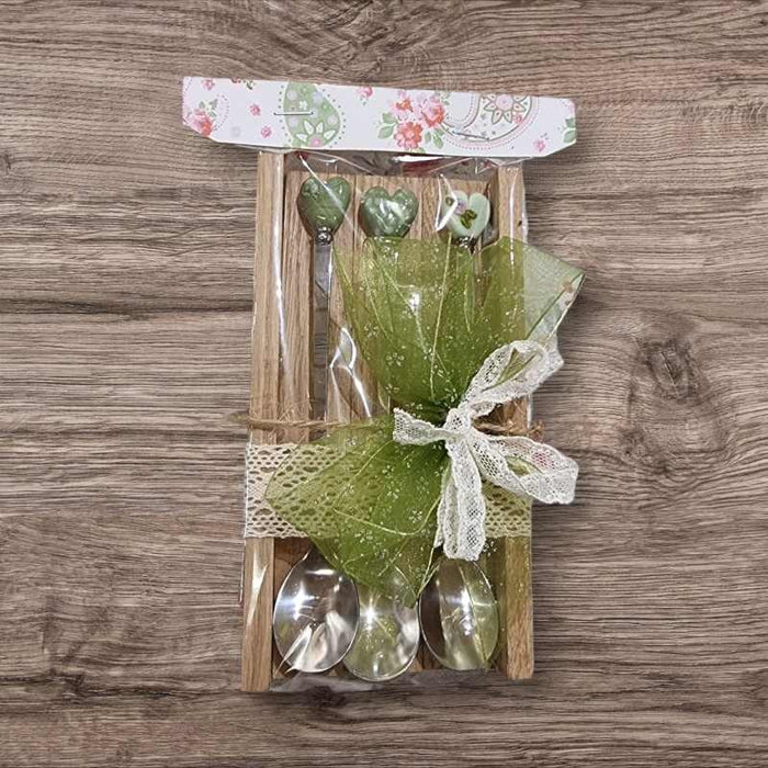 Dreier Set Herzchen Löffeli mit Glas Herz grün 1 Set