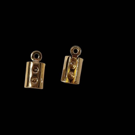 Quetsch Kord-Kappe 5mm gross Edelstahl goldf. 2 Stück