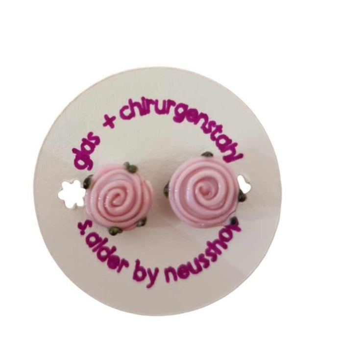 Ohrstecker Chirurgenstahl Röschen rosa ca. 8-12mm