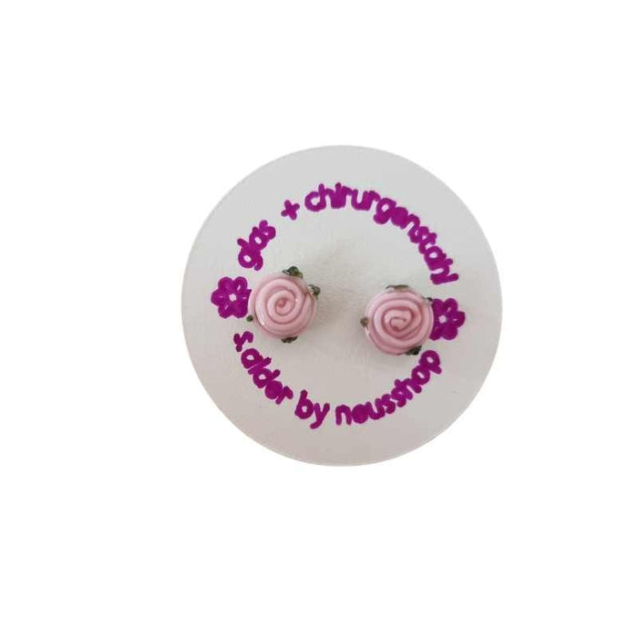 Ohrstecker Chirurgenstahl Röschen rosa ca. klein 5-6mm