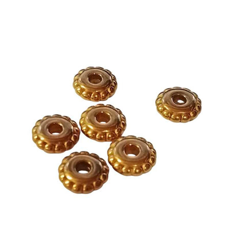 Edelstahlperle Rondelle vergoldet Dotty 6x2mm 5 Stück