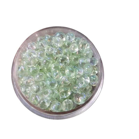 Rocailles grün schillernd Tropfen 4mm ca. 17gr.