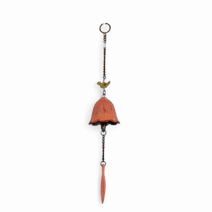 Windspiel Glocke Rosa mit grünem Vogel aus Glas Handmade 1 Stk