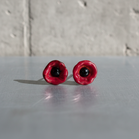 Ohrstecker Mohnblume Muranoglas  1 Paar
