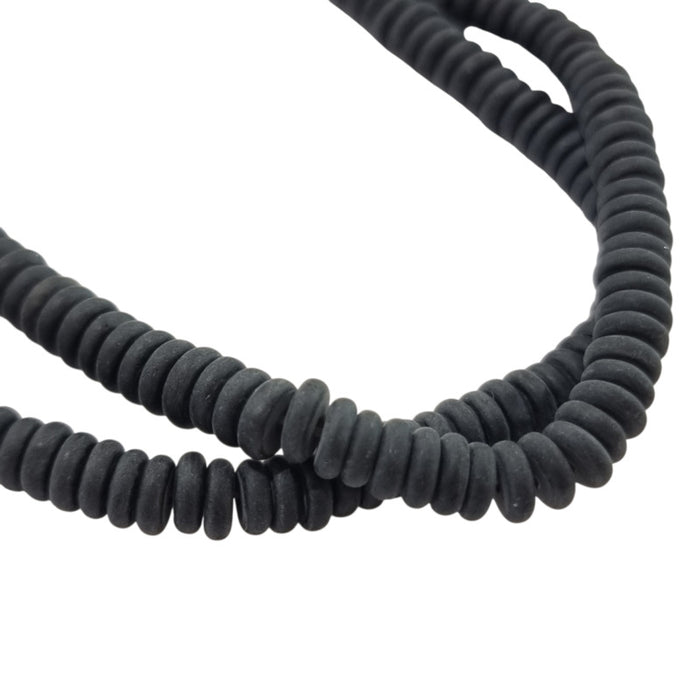 Obsidian Rondellen matt 6 × 2 mm – Strang ca. 37–38 cm
