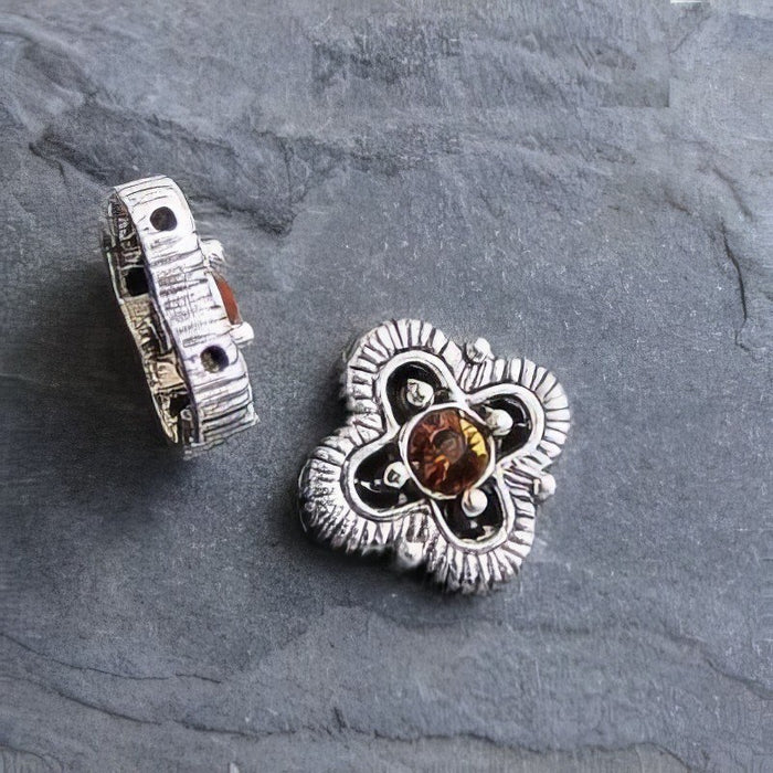 Abstandhalter Blume rille Swarovski Amber 10 Stück