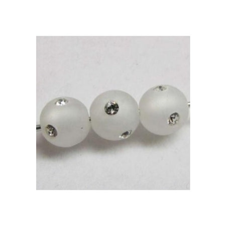 Polarisperle Spezial mit Swarovski Steinchen 8mm weiss 1 Stück