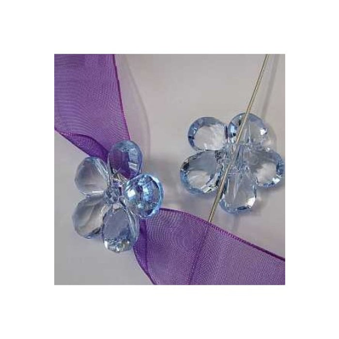 Acril Blume Facette hellblau  27x10mm  2 Stück