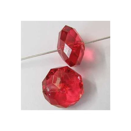 Acryl Perle gross rondelle 15x20 mm facettiert rot 1 Stück