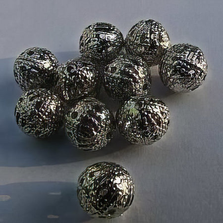 Filigranperlen geschwärzt 8mm Silber 10 Stück