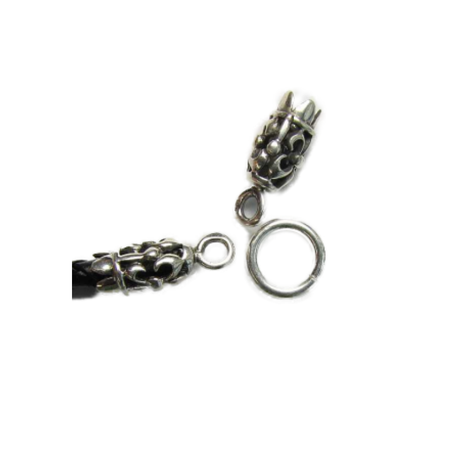 Kord-Kappe Flore innen 4mm 20x7mm 925 Sterling Silver 3 Teile