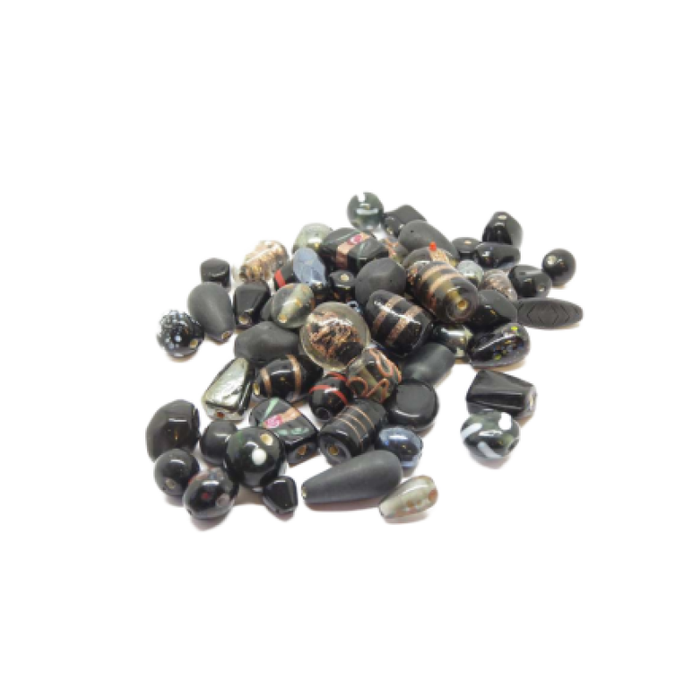 Glasperlen Mix schwarz 100gr
