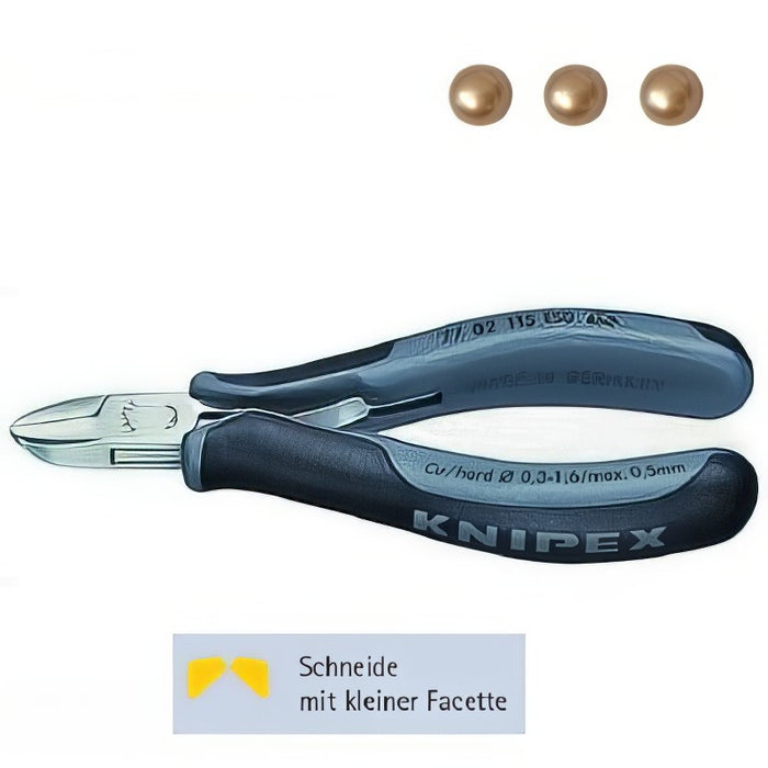 77 02 115 ESD Knipex Seitenschneider rund grau 115mm spiegelpoliert