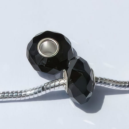 Easy style Perle 925 Glasschliff schwarz 1 Stück