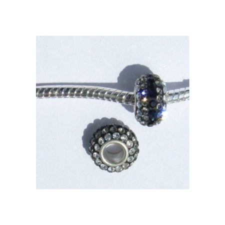 Easy style Perle 925 mit Swarovski-Steinchen schwarz+klar 1 Stück