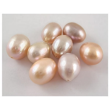 Süsswasserpelen apricot-move reis ca.10x8mm halbgelocht 2 Stück