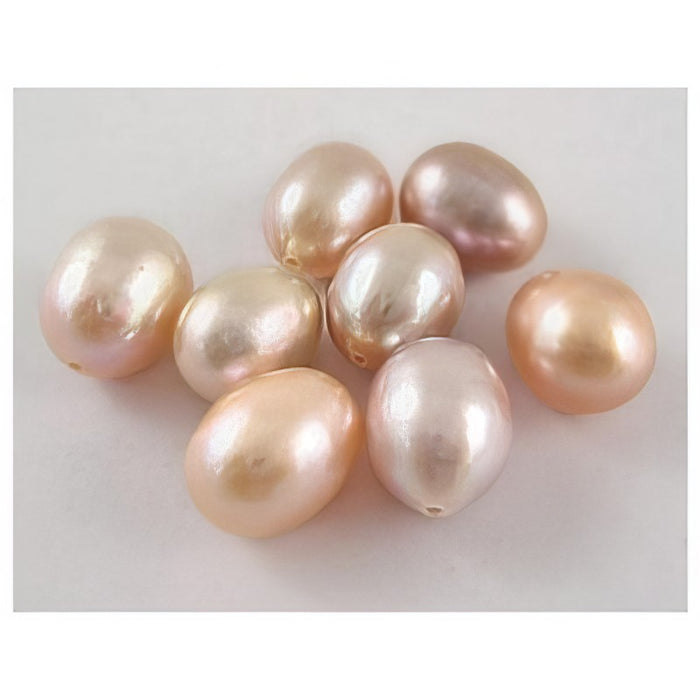 Süsswasserpelen apricot-move reis ca.10x8mm halbgelocht 2 Stück