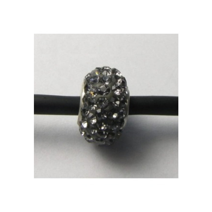 Easy style Perle 925 mit Strass-Steinchen grau 1 Stück