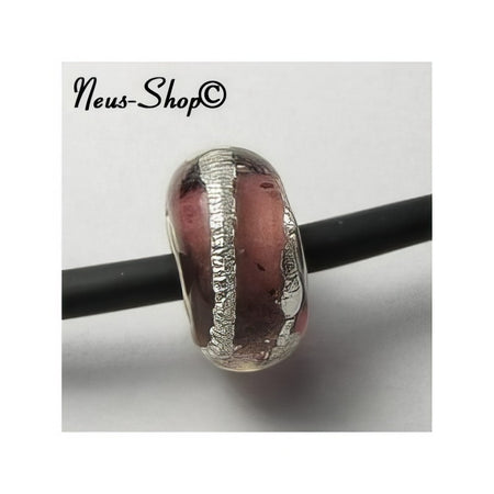 Easy style Perle 925 wein mit silver swirl 1 Stück