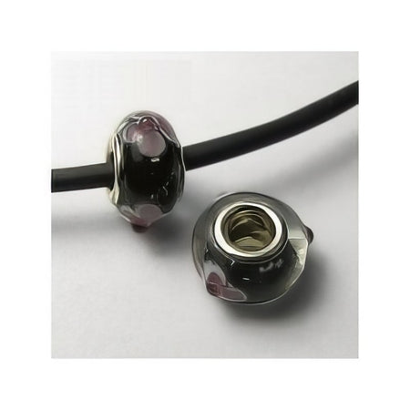Easy style  schwarz mit silber lila Blume 1 Stück