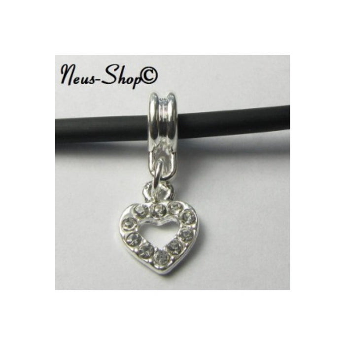Easy style Metallperle Anhänger Herz Strass klar 1 Stück