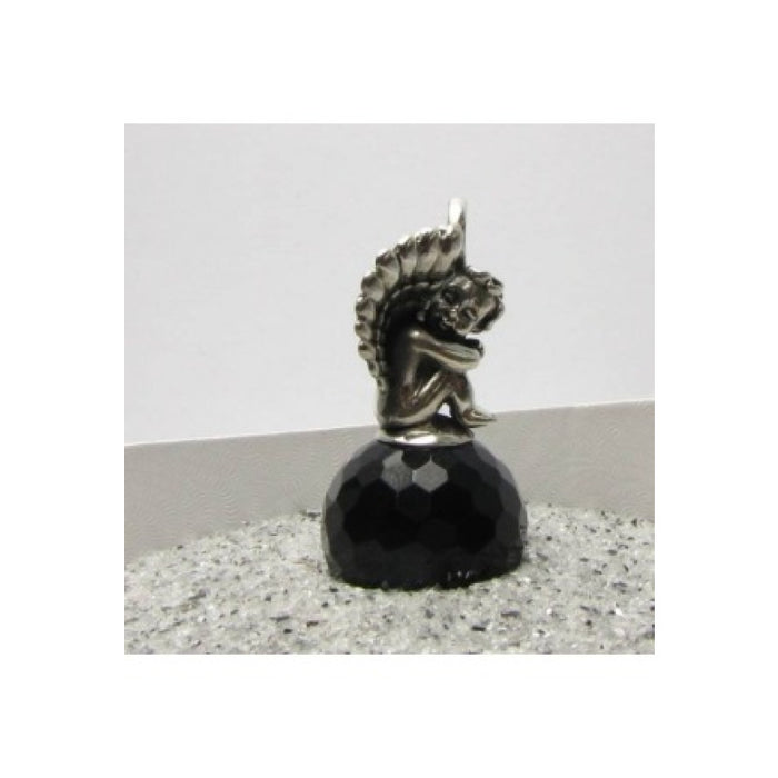 Engel Gabriel sitzend 28x20x20mm +5.8cm Stift Silber 925 ohn