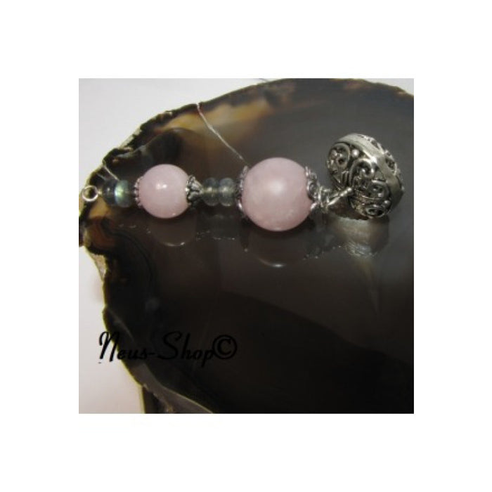 Schmuck Quaste Rosenquarz mit Labrodorit versilbert 1 Stück