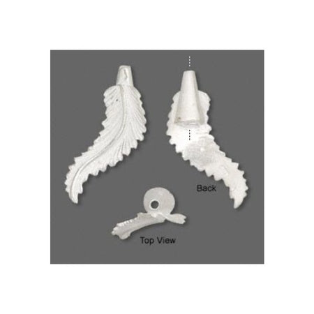 Perlenkappe cone mit Feder 30x11mm zB. für 4mm Leder 925 2 S