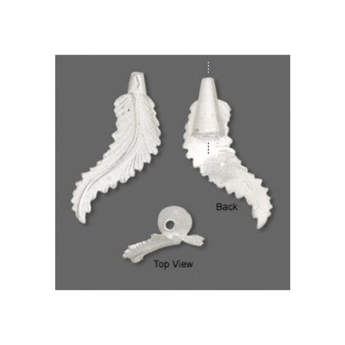 Perlenkappe cone mit Feder 30x11mm zB. für 4mm Leder 925 2 S