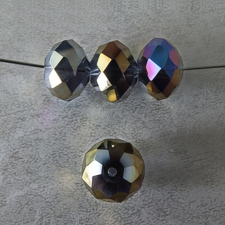 Glas Abacco Rondelle dunkelblau AB  Facetiert 12x8mm 1 Stück